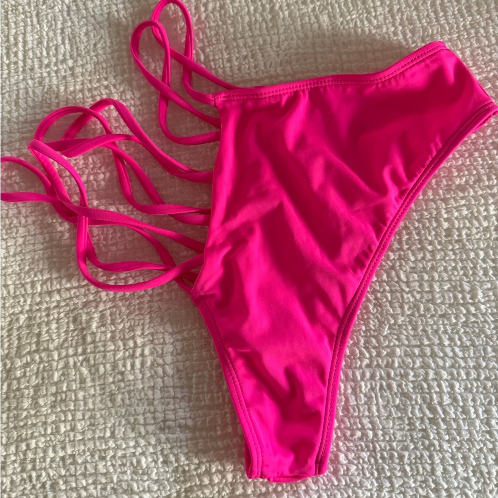 Vibrant Hot Pink Strappy Bikini Bottom